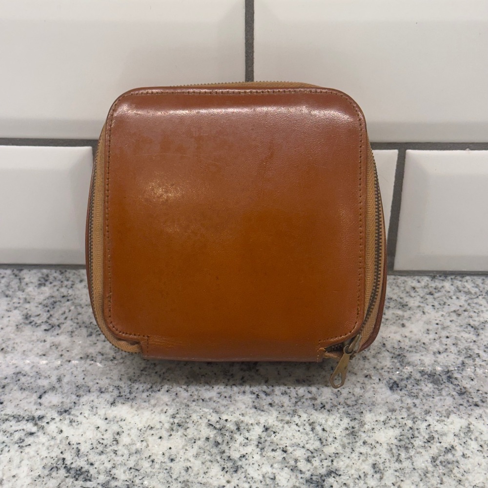 Norelco Mens Speedshaver Cream Vintage Rotary Razor Tan‎ Leather Case MCM Retro